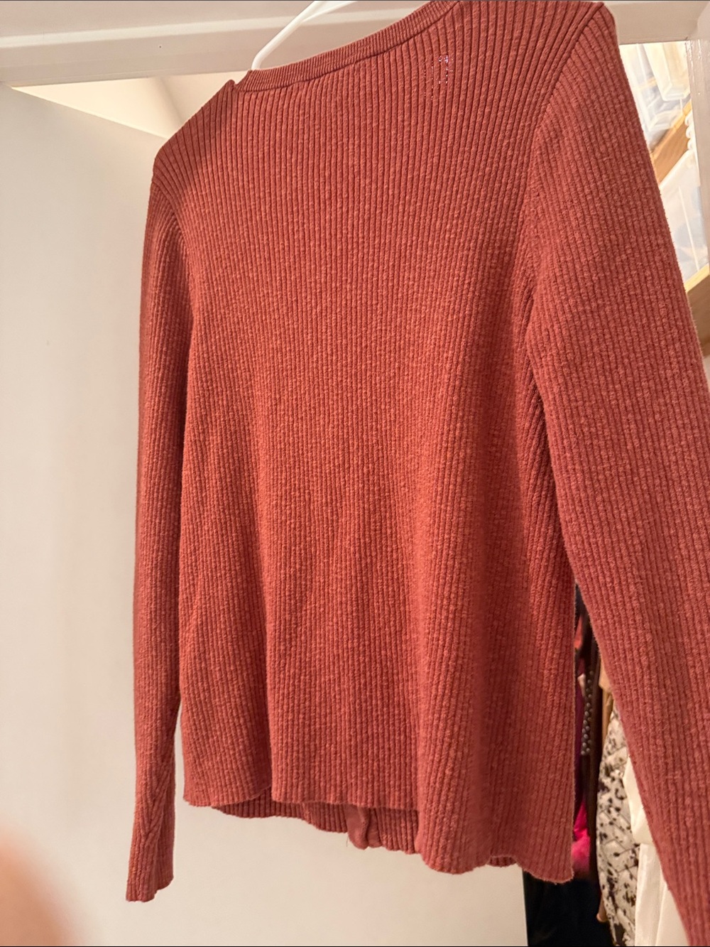 Madewell Women's Rust Ribbed Button-Front Cardigan - Picture 2 of 3